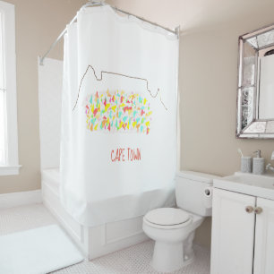 Funky Cape Town ZA Table Mountain Colourful Shower Curtain