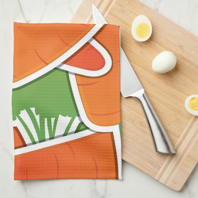 Funky carrots! tea towel (Quarter Fold)