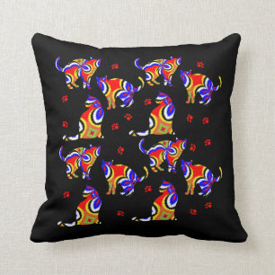 Funky Cats Cute Bright Cat Lovers Pattern Cushion