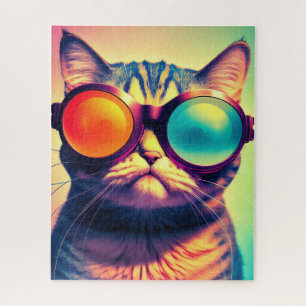 Funky Cat's Psychedelic Acid Dream World Jigsaw Puzzle