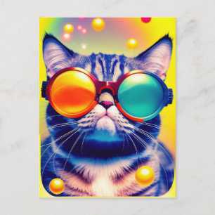 Funky Cat's Psychedelic DMT Adventure Postcard