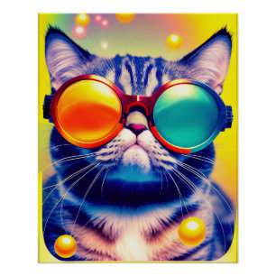 Funky Cat's Psychedelic DMT Adventure Poster