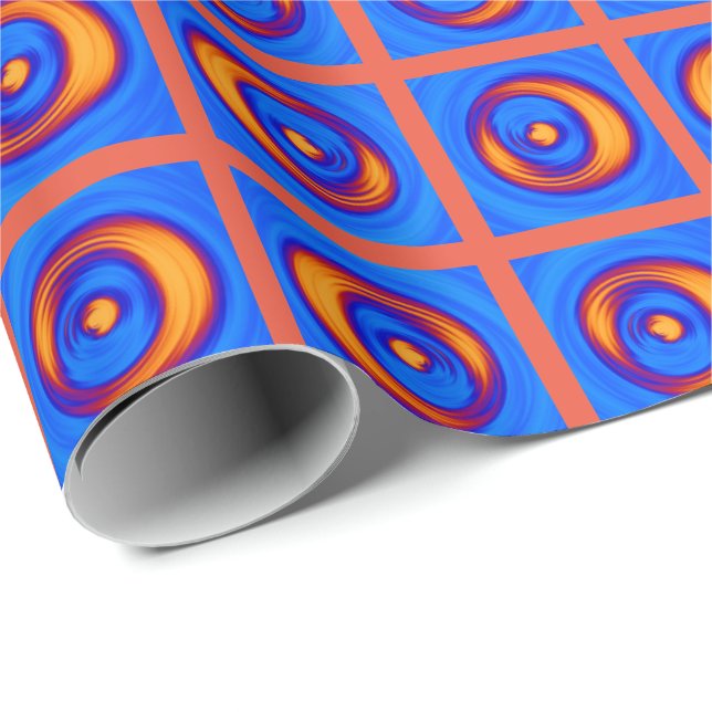 Funky Cheerful Orange and Blue Dot Pattern Wrapping Paper (Roll Corner)