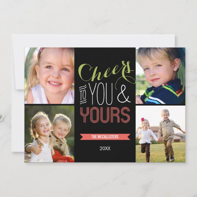 Funky Cheers Holiday Photo Cards (Front)
