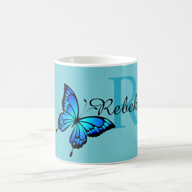 Funky Chic Butterfly Monogram Coffee Mug (Center)