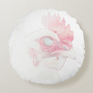 Funky Chicken Hen Rooster Head Round Cushion