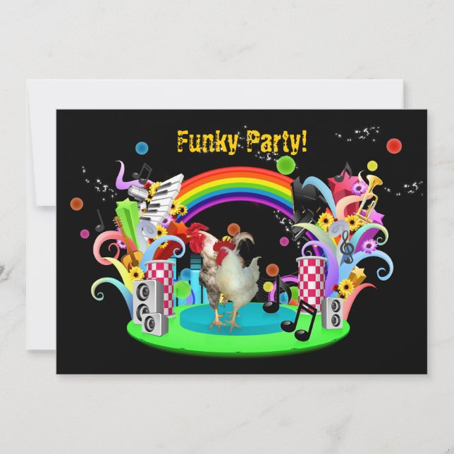 Funky Chicken Party invitation (Front)