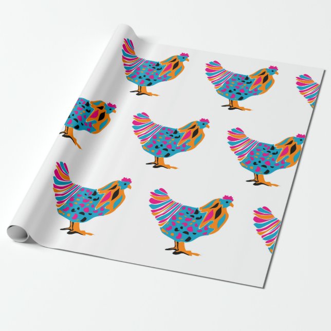 Funky Chicken Wrapping Paper (Unrolled)
