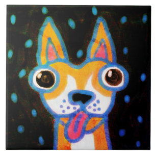 Funky Chihuahua Abstract Art Ceramic Tile