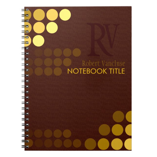 Funky Chocolate+ Gold Buttons Monogram Notebook (Front)