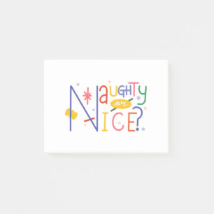 Funky Christmas quote typography, naughty Post-it Notes