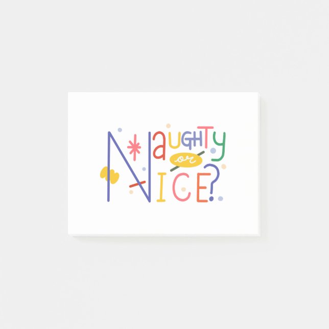 Funky Christmas quote typography, naughty Post-it Notes (Front)