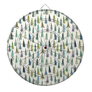 Funky Christmas Trees (Cute Illustrated Art) Dartboard