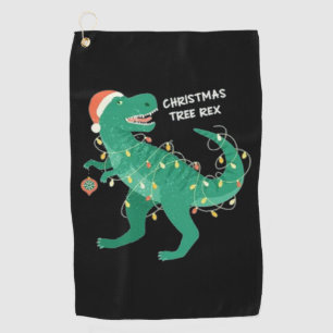 Funky christmas winter dinosaur tree   golf towel