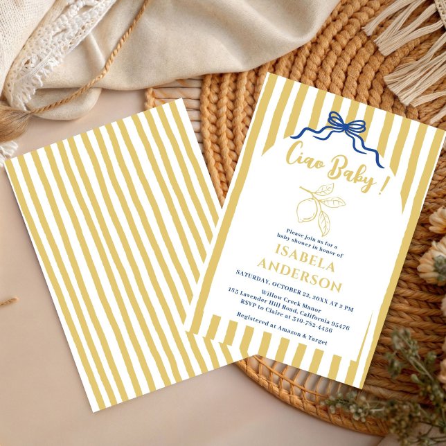 Funky Ciao Baby Hand Drawn Italian Baby Shower  Invitation (Creator Uploaded)