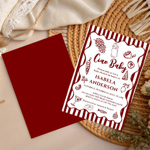 Funky Ciao Baby Hand Drawn Italian Baby Shower  Invitation
