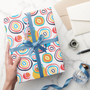 Funky Circle  Doodles on White Wrapping Paper