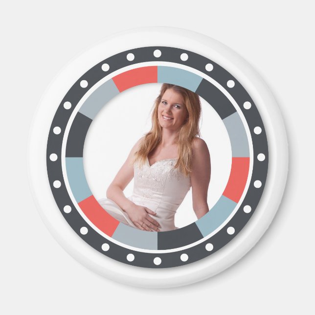 Funky Circle frame2 - Grey and Red on white Magnet (Front)