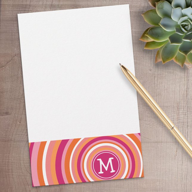 Funky Circle Pattern with Monogram Stationery (Personalized Stationery)