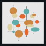 Funky Circles and Lines Mid Century Modern Faux Canvas Print<br><div class="desc">This funky mid century modern faux canvas print features circles,  ovals and lines in turquoise blue,  two shades of orange,  cream,  and black. This will make a fabulous addition to your retro styled home.</div>