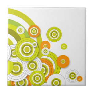 Funky circles green and orange customised products ceramic tile