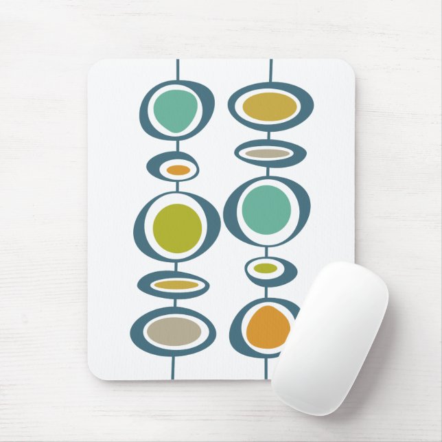 Funky Circles Green Turquoise Orange Mid Century Mouse Pad (With Mouse)