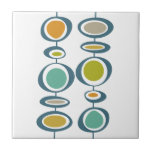 Funky Circles Mid Century Modern Colourful Retro Ceramic Tile<br><div class="desc">This fabulous mid century modern decorative tile features two sets of funky abstract hanging circles in the colours of turquoise blue,  orange,  tan,  avocado green,  gold,  and blue. This will make a colourful addition to your home decor!</div>