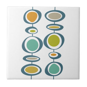 Funky Circles Mid Century Modern Colourful Retro Ceramic Tile