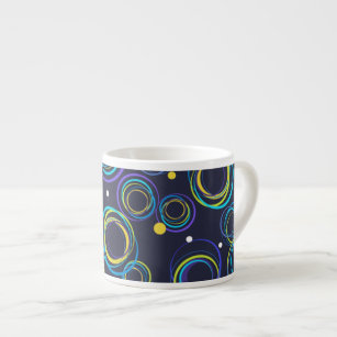 Funky circles navy blue espresso mug