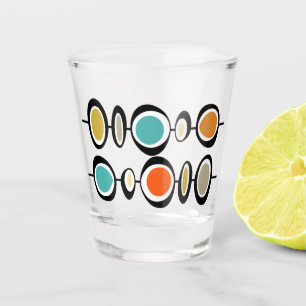 Funky Circles Turquoise Orange Mid Century Shot Glass