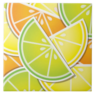 Funky citrus wedges ceramic tile