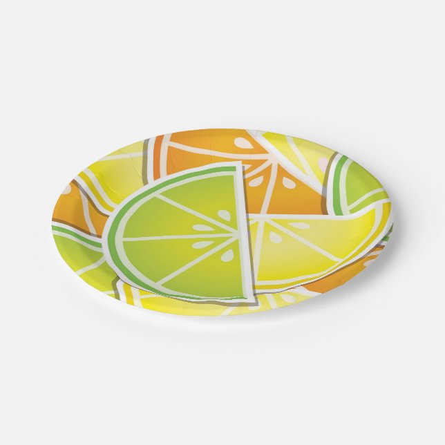 Funky citrus wedges paper plate (Angled)