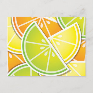 Funky citrus wedges postcard