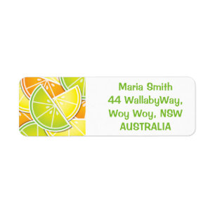 Funky citrus wedges return address label