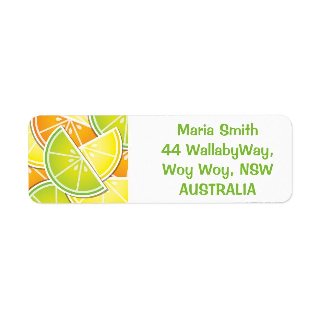 Funky citrus wedges return address label (Front)