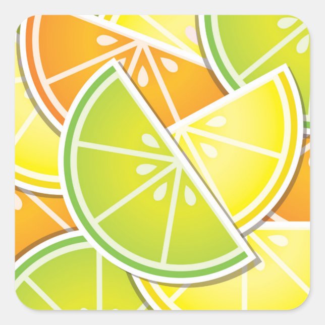 Funky citrus wedges square sticker (Front)
