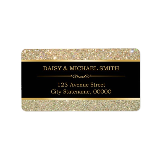 Funky Classy Gold Glitter Sparkles Label (Front)