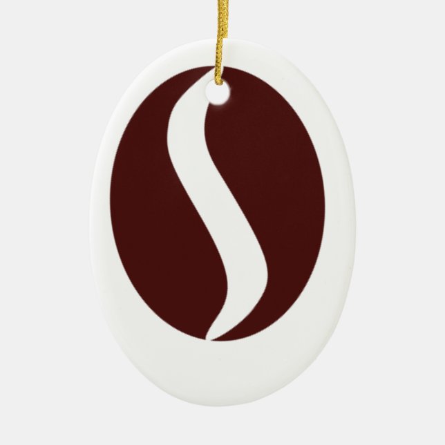 Funky Coffee Bean Ceramic Ornament (Front)