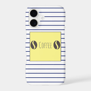 Funky Coffee Beans Blue White Stripes