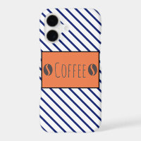 Funky Coffee Beans Blue White Stripes