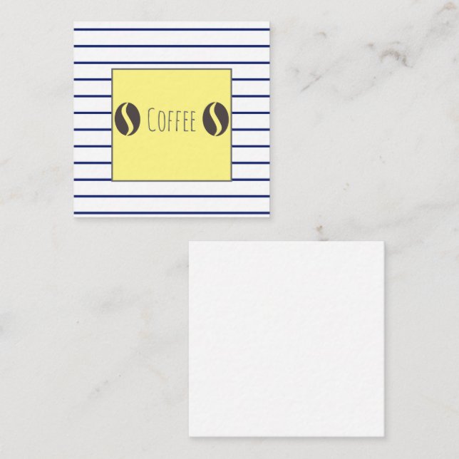 Funky Coffee Beans Blue White Stripes Enclosure Card (Front/Back)