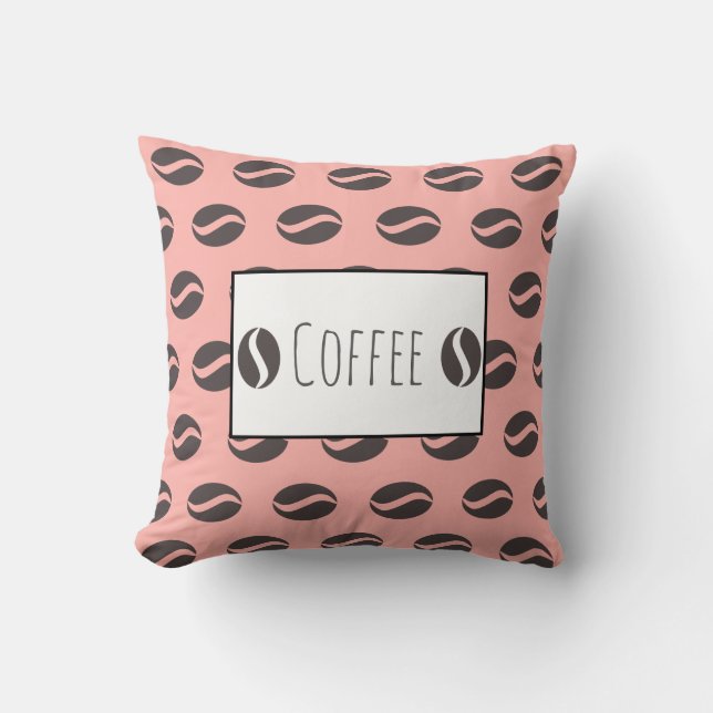 Funky Coffee Beans Pattern Cushion Throw Pillow (Front)