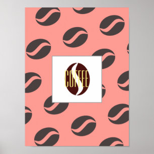 Funky Coffee Beans Pattern Frame Word Poster