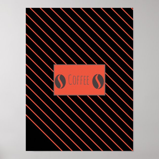 Funky Coffee Beans Plate Red Stripes Poster (Front)