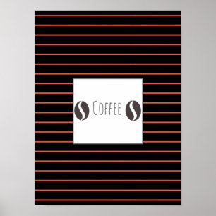 Funky Coffee Beans Plate Red Stripes Poster