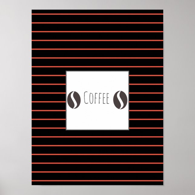 Funky Coffee Beans Plate Red Stripes Poster (Front)