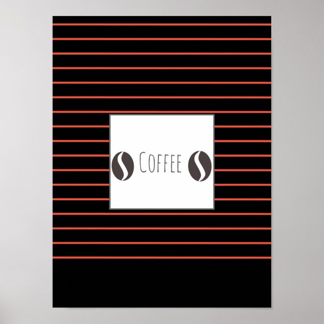 Funky Coffee Beans Plate Red Stripes Poster (Front)