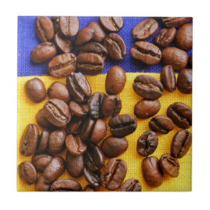Funky Coffee Lover Beans Texture Ceramic Tile
