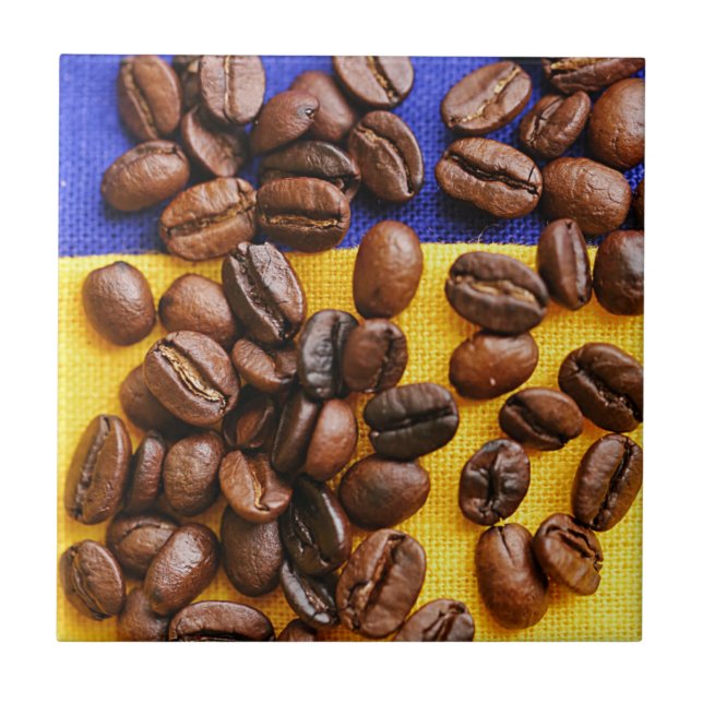 Funky Coffee Lover Beans Texture Ceramic Tile (Front)