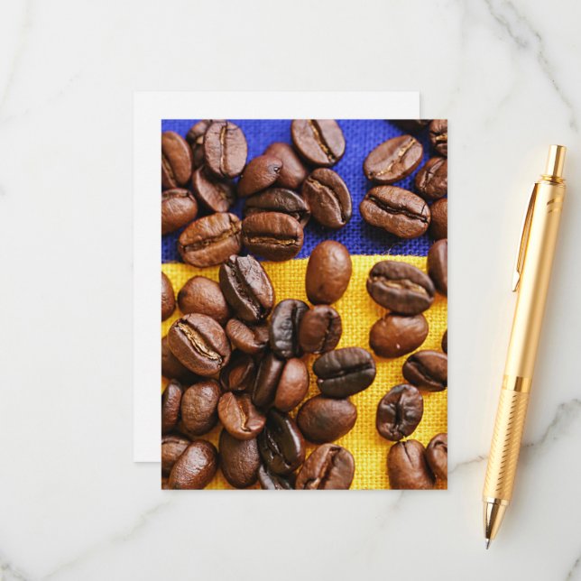 Funky Coffee Lover Beans Texture Enclosure Card (Front/Back In Situ)